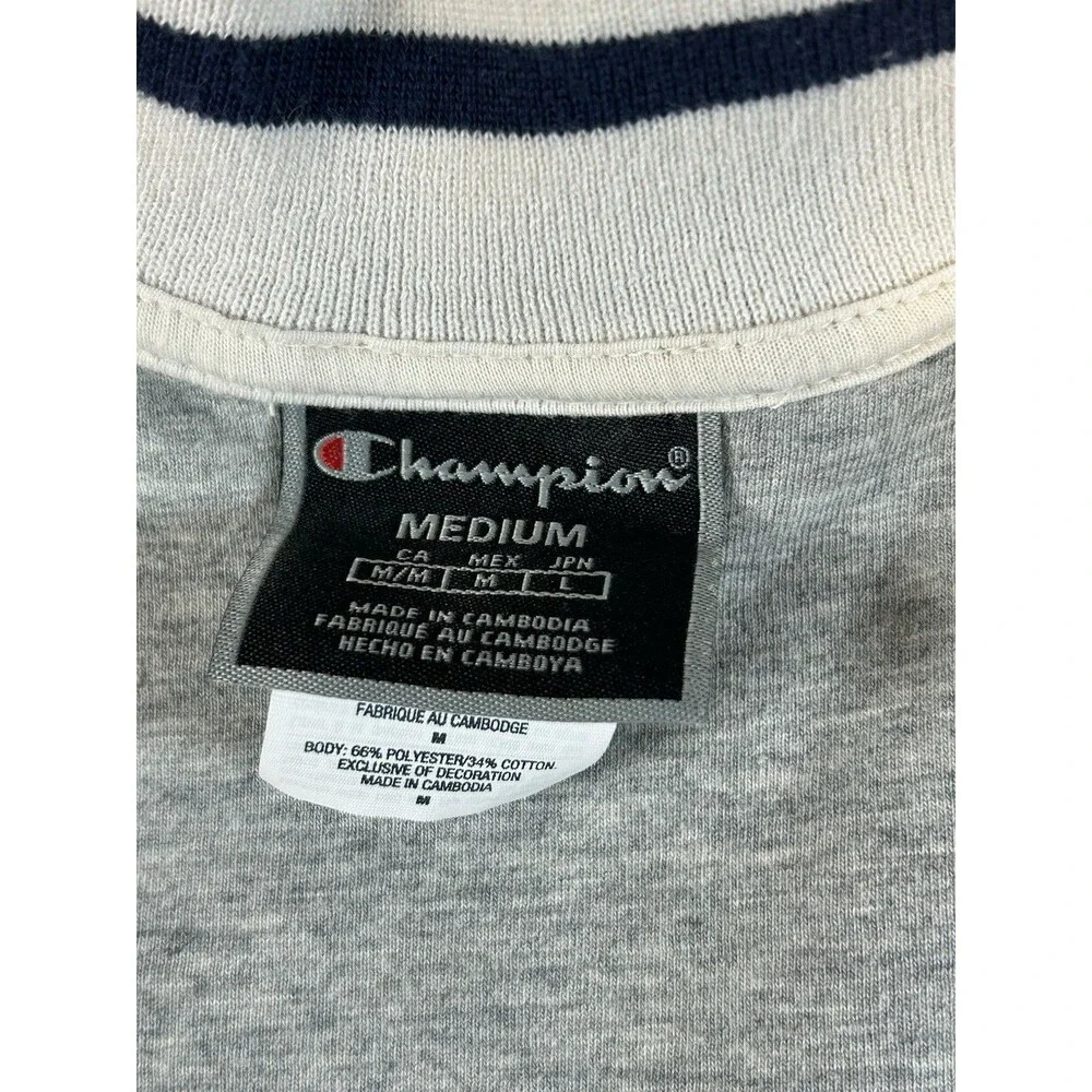 Champion Bomber Varsity Jacket Womens Medium White‎ Fleece Zip Spellout School